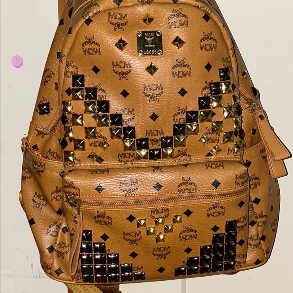Mcm Stark Studded Cognac backpack medium